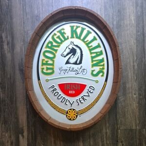 George Killian's Beer Barrrl Framed Tin Sign - Rare Vintage Hanging Wall Decor